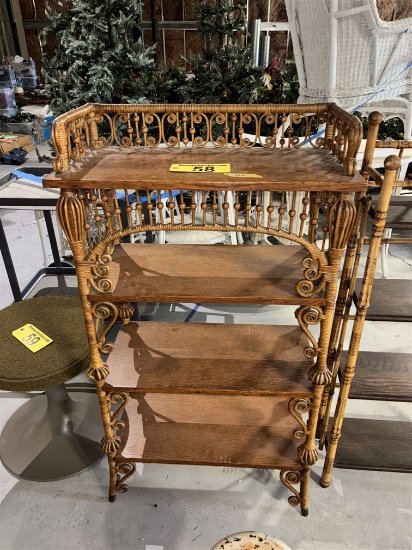 4-SHELF WICKER STAND, 26"W X 13.5"D X 46.5"H