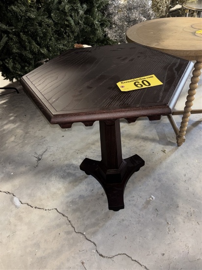 SINGLE PEDESTAL HEXAGON TABLE, 22" X 22" X 28"H
