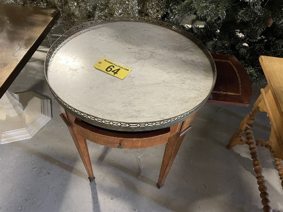 MARBLE TOP SERVING TABLE W/ 2-SLIDE OUT TRAYS & 2-DRAWERS