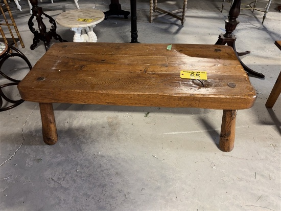 WOODEN COFFEE TABLE, 21" X 46" X 17"H, 3" THICK TOP