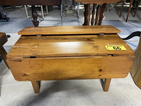 WOODEN DROP LEAF COFFEE TABLE, 18" X 33.5" X 19"H