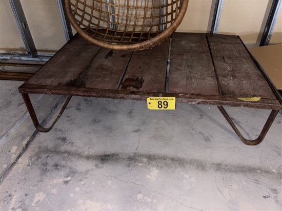 METAL FRAME WOOD PALLET, 35.5" X 49"
