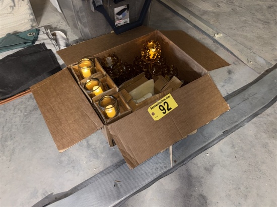 LOT: 13-ASSORTED CANDLE HOLDERS & 23-BATTERY CANDLES