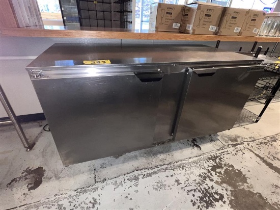 BEVERAGE-AIR MODEL UCR60AHC-23 2-DOOR 60" UNDERCOUNTER BOTTLE COOLER, ON CASTERS