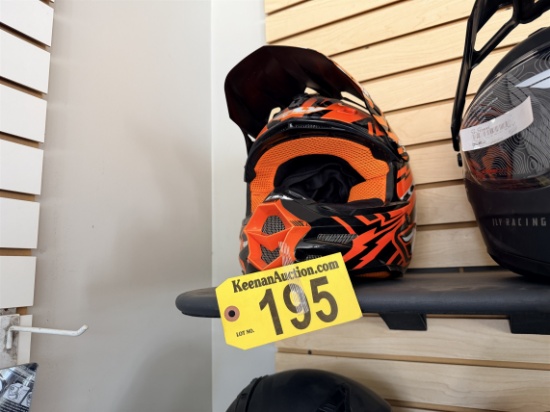 FLY RACING BLACK & ORANGE HELMET, SIZE XS