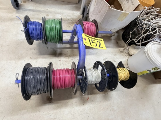 4-REEL WIRE REEL HOLDER & 7-REELS OF WIRE