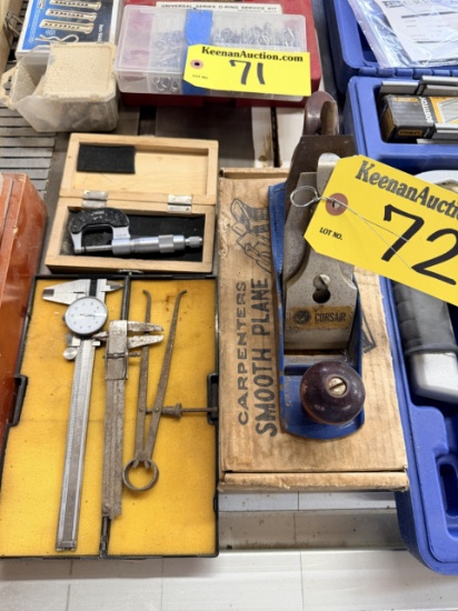 LOT: CORSAIR 9" HAND PLANE, MICROMETER, CALIPER