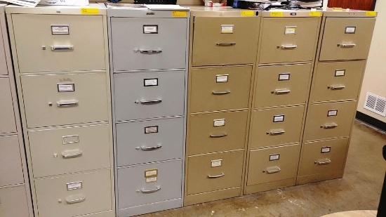 Lot of 5 legal size 5 drawer metal file cabinets