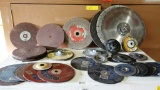 LOT OF SANDING PADS, GRINDING WHEELS AND BLADES