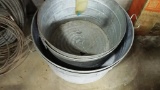 (4) ROUND GALVANIZED STEEL WASH TUBS