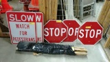 LOT OF METAL SIGNS AND WOOD STAKES