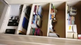 LOT OF OFFICE SUPPLIES IN CABINET LOT#71 (CABINET IS NOT INCLUDED)