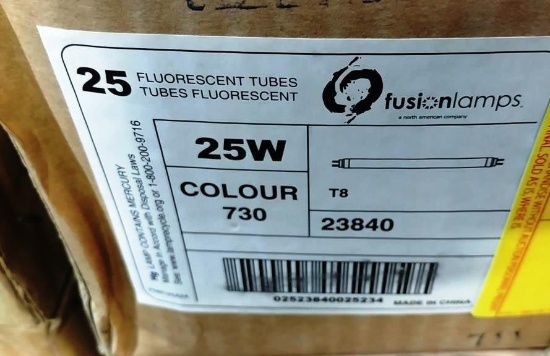 4 BOXES OF 25 EACH FUSIONLAMPS FLUORESCENT TUBES