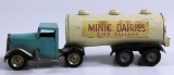 VINTAGE MINIC TRIANG WIND-UP SEMI TRUCK & TANKER TRAILER