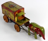 VINTAGE LINDSTROM TIN CIRCUS WAGON PULLED BY ELEPHANT