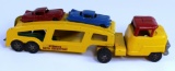 VINTAGE STRUCTO PRESSED AUTO TRANSPORT WITH 2 CARS AND RAMP