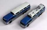 2 VINTAGE TOOTSIETOY GREYHOUND BUSES - CIRCA 1950s