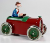 VINTAGE PRIDE LINES CAST IRON ANDY GUMP CAR 348 - RED BODY WITH GREEN TRIM, DRIVER IS MOUNTED IN CAR