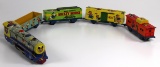 VINTAGE MARX WALT DISNEY MICKEY MOUSE METEOR TRAIN WITH 3 CARS & CABOOSE