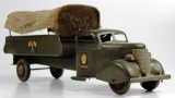 VINTAGE HTF TURNER PRESSED STEEL ARMY TRUCK WITH CANVAS COVER