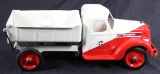 BUDDY L RED & WHITE INTERNATIONAL DUMP TRUCK - 1930s - SELLER HAD THIS PROFESSIONALLY RESTORED