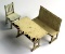 VINTAGE ARCADE CAST IRON DOLLHOUSE FURNITURE TABLE BENCH CHAIR