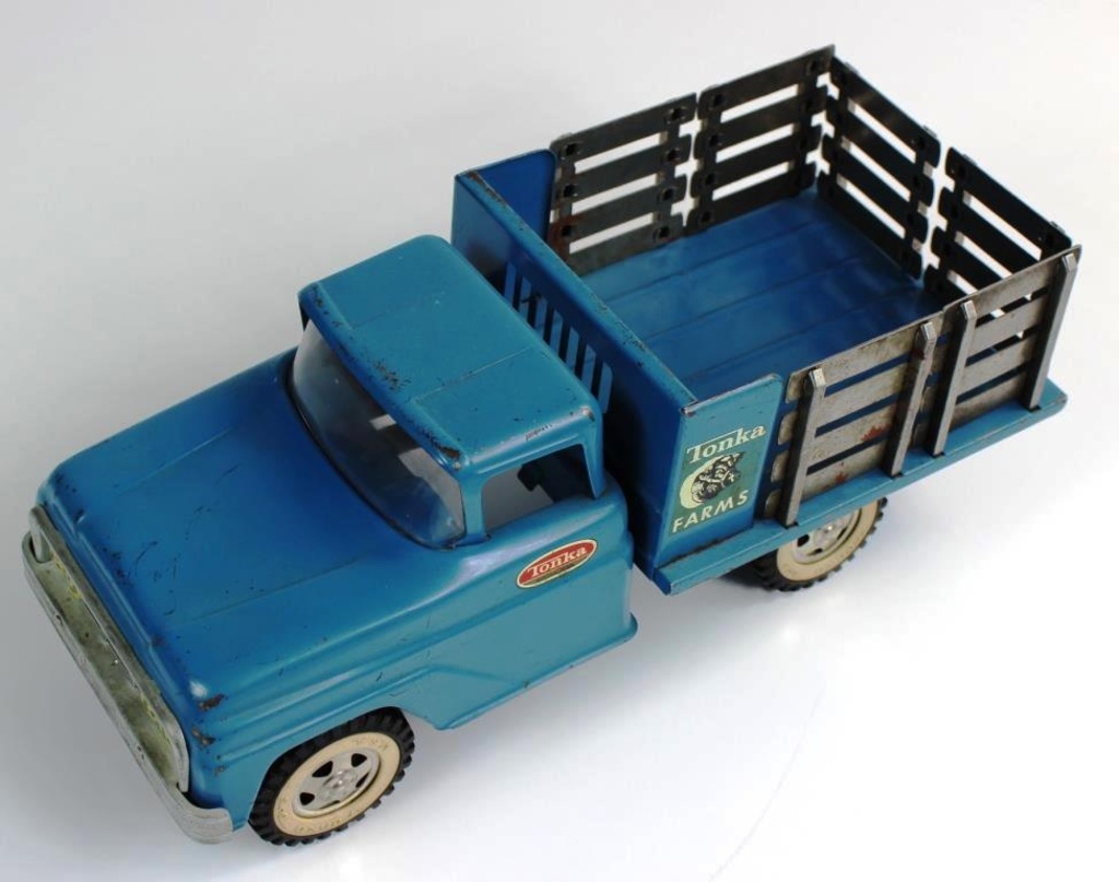 Details about   Tonka Farms 1962 Flat Bed Stake Truck Blue Pressed Steel Vintage Toy ...C11 