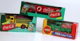 LOT OF 3 NEW, IN THE BOX DIECAST COCA-COLA BANKS & VEHICLE
