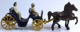 VINTAGE CAST IRON HORSES AND CARRIAGE - STANLEY TOYS