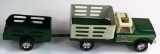 VINTAGE NYLINT FARMS PRESSED STEEL STAKE TRUCK & TRAILER