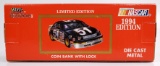NEW, IN THE BOX: RACING CHAMPIONS NASCAR 1994 LIMITED EDITION COIN BANK WITH LOCK