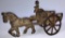 VINTAGE CAST IRON COAL WAGON WITH 1 HORSE AND BOY DRIVER