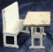 VINTAGE ARCADE CAST IRON DOLLHOUSE / TOY TABLE AND BENCH