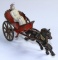VINTAGE CAST IRON BUGGY / CARRIAGE WITH 1 HORSE AND LADY DRIVER