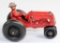 VINTAGE CAST IRON RED TRACTOR - BLACK WOOD WHEELS