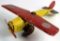 VINTAGE PRESSED STEEL AIRPLANE - YELLOW BODY & RED WINGS