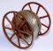VINTAGE CAST IRON ROLLING BELL WITH SPOKED WHEELS