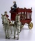 VINTAGE KENTON CAST IRON OVERLAND CIRCUS BEAR WAGON WITH DRIVER & RIDERS