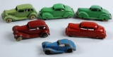 6 VINTAGE TOOTSIETOY CARS, BLUE GREEN RED 231