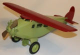LARGE TURNER PRESSED STEEL AIRPLANE GREEN AND RED