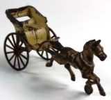 VINTAGE CAST IRON HORSE DRAWN BUGGY