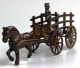 VINTAGE CAST IRON STAKE / HAY WAGON - ONE HORSE