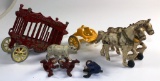 VINTAGE KENTON CAST IRON OVERLAND CIRCUS BEAR WAGON WITH DRIVER & RIDERS