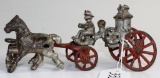 VINTAGE CAST IRON 2 HORSE PUMPER FIRE WAGON