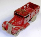 VINTAGE CAST IRON A.C. WILLIAMS STAKE TRUCK - RED WITH NICKEL PLATED GRILLE