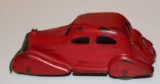 VINTAGE MARX PRESSED STEEL SEDAN - RED WITH WOOD WHEELS