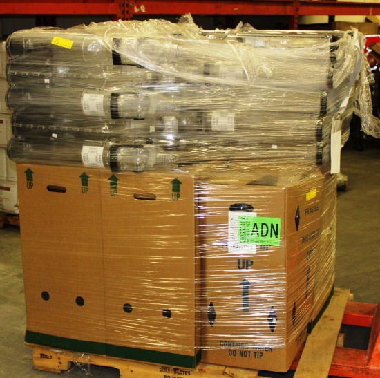 PALLET OF OVER 50 CLEAR PLASTIC BULK BINS
