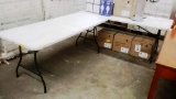 2 WHITE PLASTIC FOLDING TABLES