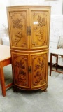 ASIAN STYLE CARVED WOOD CORNER CABINET