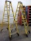 LOT OF 2 WERNER 8FT YELLOW FIBERGLASS LADDERS